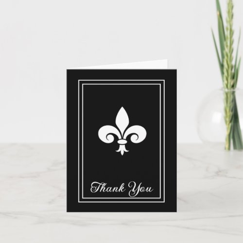 Black Fleur de Lis Thank You Card
