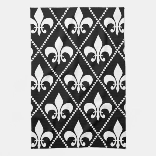 Black Fleur de Lis Towel