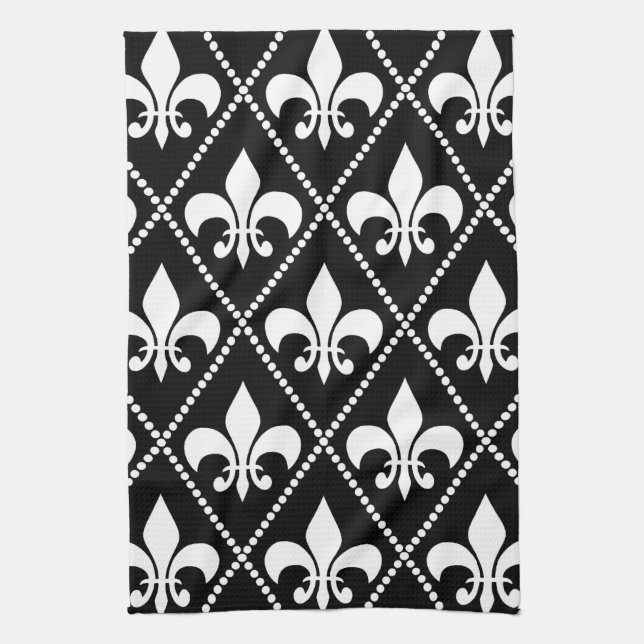 Black Fleur de Lis Towel (Vertical)