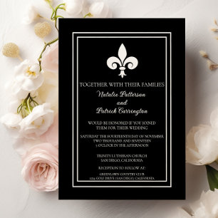 Black Fleur de Lis Wedding Invitation