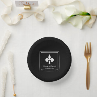 Black Fleur de Lis Wedding Paper Bowls