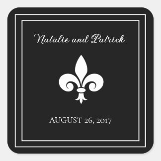 Black Fleur de Lis Wedding Stickers