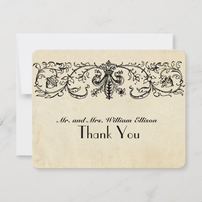 Black Fleur Personalized Thank You Notes (Front)