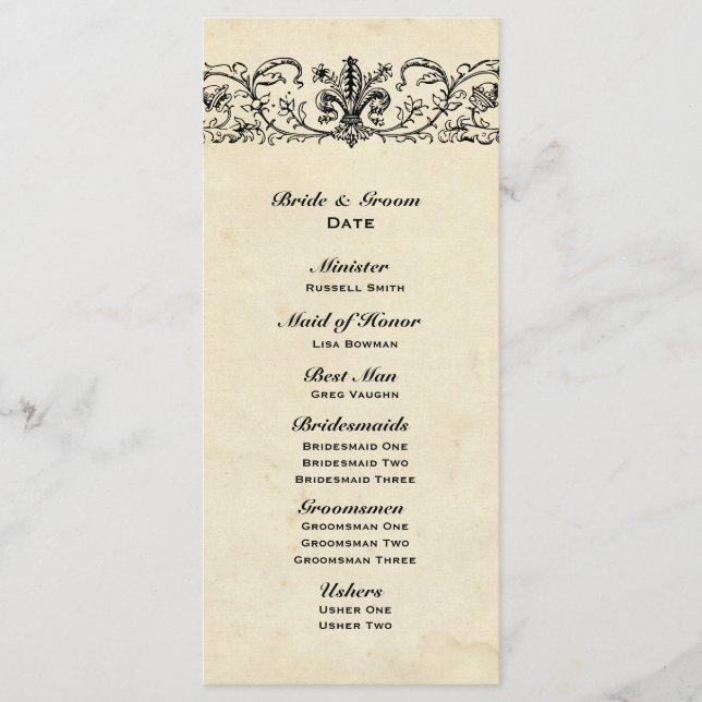 Black Fleur Wedding Program (Front)