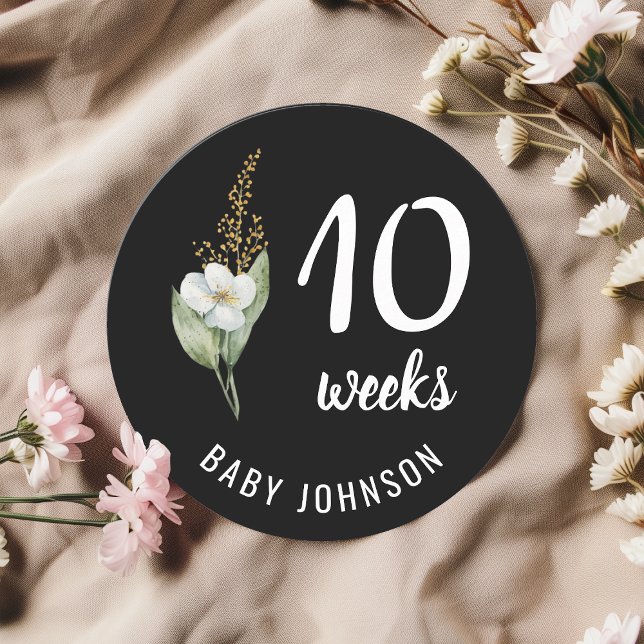 Black Floral 10-11 Weeks Pregnancy Milestone Sign (Creator Uploaded)