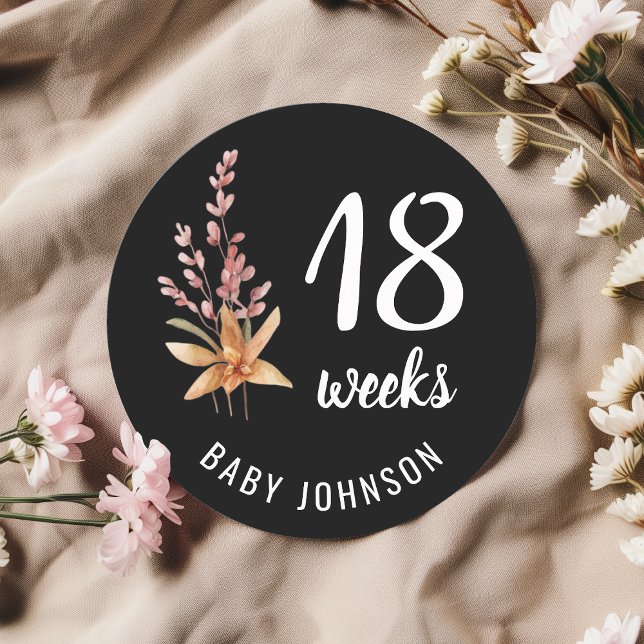 Black Floral 18-19 Weeks Pregnancy Milestone Sign (Creator Uploaded)