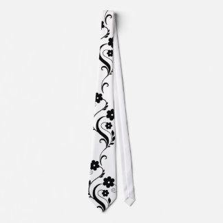 Black Floral 2 Unique Black/White Design Tie