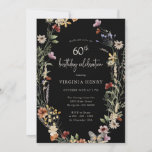 Black Floral 60th Birthday Party Invitation<br><div class="desc">Black Floral 60th Birthday Party Invitation. This stylish & elegant 60th birthday invitation features gorgeous hand-painted watercolor wildflowers arranged as a lovely wreath with an elegant hand-lettered script. Find matching items in the Black Boho Wildflower Wedding Collection.</div>