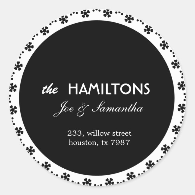 Black floral - address labels (Front)