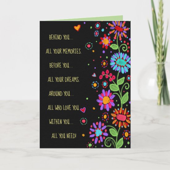 Black Floral All You Need Congrats Card