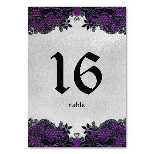 Black Floral and Purple  Table Number