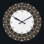 Black Floral Art Deco Large Clock<br><div class="desc">Black intricate lace art deco inspired radial design with black numbers and white face. Can be customized by changing the background accenting color.</div>