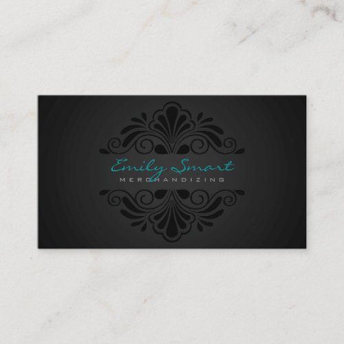 Black Floral Black Gradient Background Business Cards