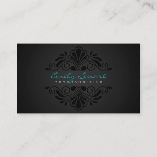 Customizable Black Floral Black Gradient Background Business Cards