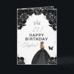 Black Floral Blonde Hair Girl Happy Birthday Card<br><div class="desc">This elegant and glamorous birthday card can be personalized with a name or title such as daughter, granddaughter, niece, friend etc. The design features a beautiful princess with blonde hair in a black ball gown. The text combines handwritten script and modern sans serif fonts for a classy and sophisticated look....</div>