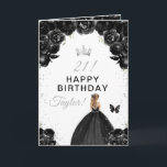 Black Floral Blonde Hair Girl Happy Birthday Card<br><div class="desc">This elegant and glamorous birthday card can be personalized with a name or title such as daughter, granddaughter, niece, friend etc. The design features a beautiful princess with blonde hair in a black ball gown. The text combines handwritten script and modern sans serif fonts for a classy and sophisticated look....</div>