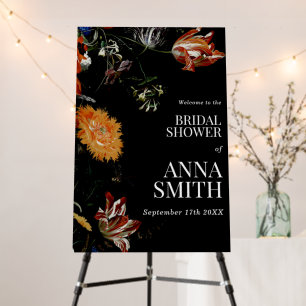 Black Floral Boho Chic Bridal Shower Welcome Sign