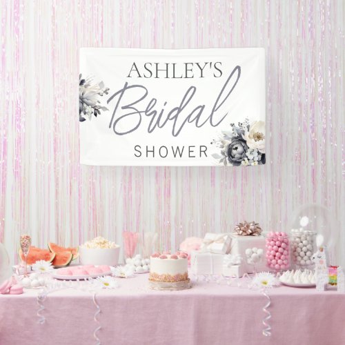 Black Floral Bridal Shower Banner