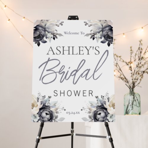 Black Floral Bridal Shower Welcome Sign