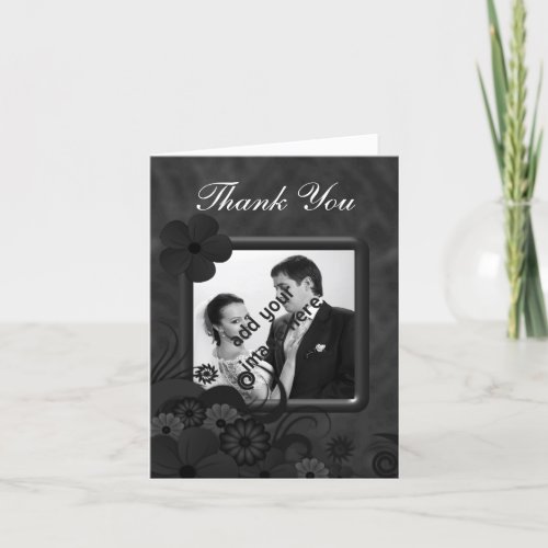 Black Floral Chalkboard Wedding Thank You Cards