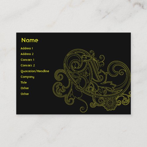 Black Floral - Chubby Business Card Template