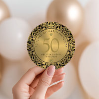 Black Floral Circle 50th Wedding Anniversary