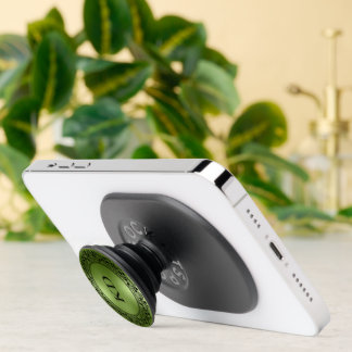 Black Floral Circle Iridescent Green Texture PopSocket