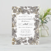 Black Floral Confetti Watercolor Bridal Shower Invitation (Standing Front)