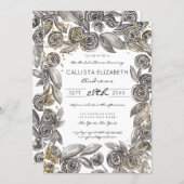 Black Floral Confetti Watercolor Bridal Shower Invitation (Front/Back)