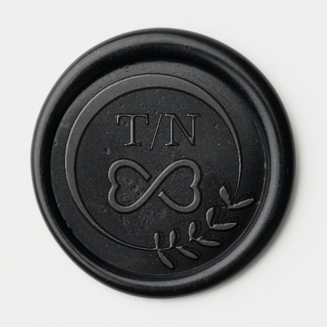 Black Floral Customized Wedding Seal Monogram Wax Seal Sticker (Front)