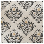 Black Floral Damask on Cream Fabric