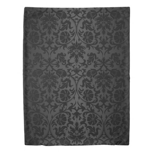 Black Floral Damask Pattern Design Duvet Cover