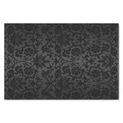 Black Floral Damask Tissue Paper