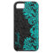 Black Floral Damasks With Blue-Green Lace