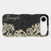 Black Floral Damasks With Light Beige Lace Case-Mate iPhone Case (Back (Horizontal))