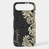Black Floral Damasks With Light Beige Lace Case-Mate iPhone Case (Back)