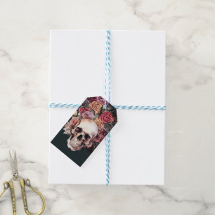 Black floral death, gothic party  gift tags