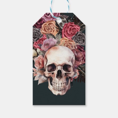 Black floral death gothic party  gift tags