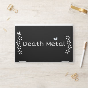 Black Floral "Death Metal" with Butterflies HP Laptop Skin