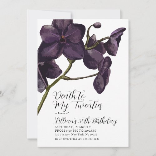 Black Floral Death to Youth Invitation