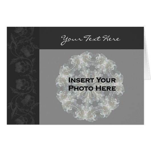 Black Floral Design Photo Card (Front Horizontal)