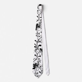 Black Floral Design Unique Black/White Design Tie