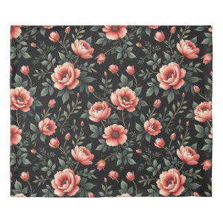 Black Floral Dream Duvet Cover