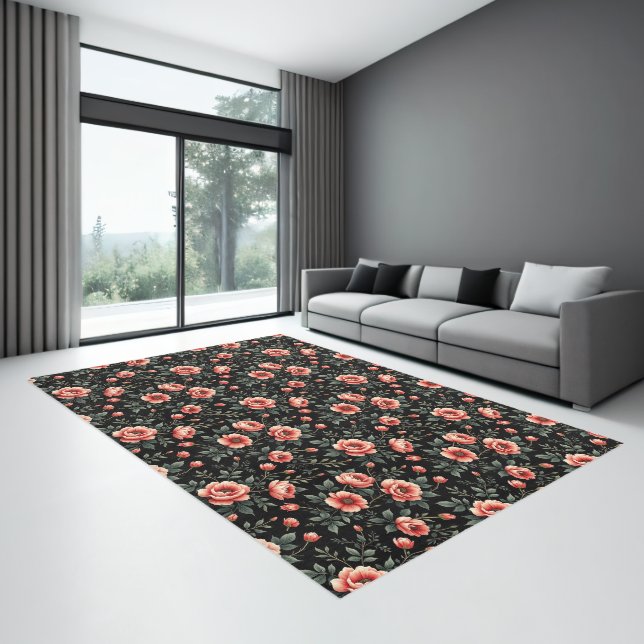 Black Floral Dream Rug (Insitu (Indoor 3))
