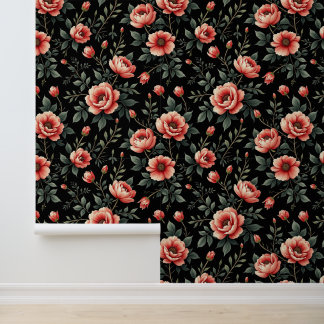 Black Floral Dream Wallpaper