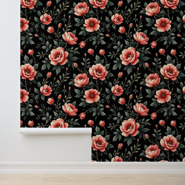 Black Floral Dream Wallpaper (Application)