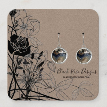 Black Floral Earring Card by SharonCullars at Zazzle