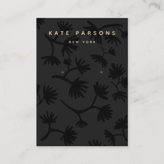 Black Floral Earring Jewelry Display Business Card (Front)