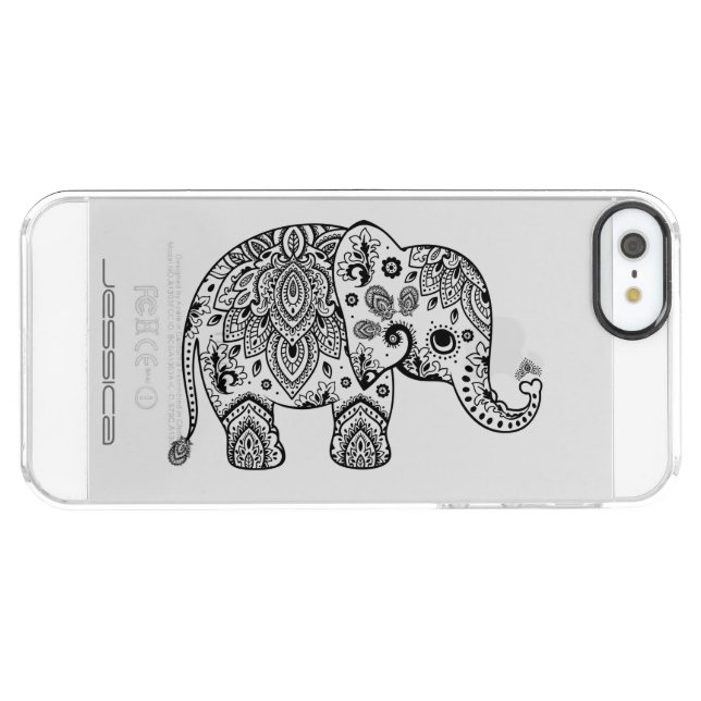 Black Floral Elephant Floral Paisley Uncommon iPhone Case (Back Horizontal)