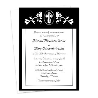Black Floral Frame - Orthodox Wedding Invitations